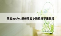 黑客apple_巅峰黑客小说软件苹果教程