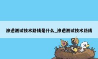 渗透测试技术路线是什么_渗透测试技术路线