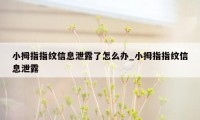 小拇指指纹信息泄露了怎么办_小拇指指纹信息泄露