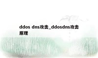 ddos dns攻击_ddosdns攻击原理