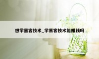 想学黑客技术_学黑客技术能赚钱吗