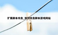 扩展脚本攻击_如何攻击脚本游戏网站