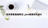 软件黑客基础知识_java黑客软件设计