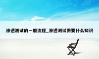 渗透测试的一般流程_渗透测试需要什么知识