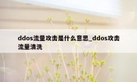 ddos流量攻击是什么意思_ddos攻击流量清洗