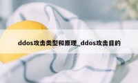 ddos攻击类型和原理_ddos攻击目的