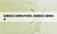 渗透测试工程师水平如何_渗透测试工程师水平