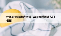 什么叫web渗透测试_web渗透测试入门书籍