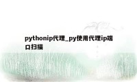 pythonip代理_py使用代理ip端口扫描