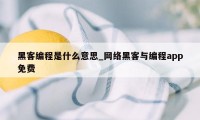 黑客编程是什么意思_网络黑客与编程app免费