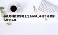 手机号码被黑客盯上怎么解决_手机号让黑客入侵怎么办