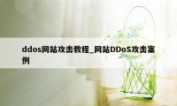 ddos网站攻击教程_网站DDoS攻击案例