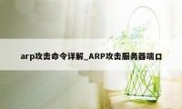 arp攻击命令详解_ARP攻击服务器端口