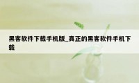 黑客软件下载手机版_真正的黑客软件手机下载