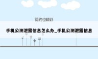 手机公测泄露信息怎么办_手机公测泄露信息