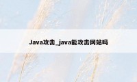 Java攻击_java能攻击网站吗