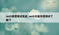 web渗透测试实战_web方面渗透测试了解下