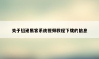 关于组建黑客系统视频教程下载的信息