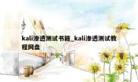 kali渗透测试书籍_kali渗透测试教程网盘