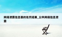 网络泄露信息罪的处罚结果_公共网络信息泄露