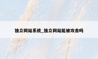 独立网站系统_独立网站能被攻击吗