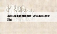 ddos攻击路由器教程_攻击ddos查看路由