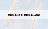 局域网dns攻击_局域网ddos攻击