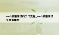 web渗透测试的工作流程_web渗透测试平台有哪些