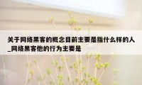 关于网络黑客的概念目前主要是指什么样的人_网络黑客他的行为主要是