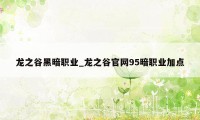 龙之谷黑暗职业_龙之谷官网95暗职业加点