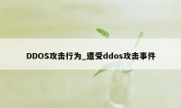 DDOS攻击行为_遭受ddos攻击事件