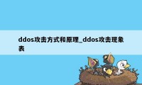 ddos攻击方式和原理_ddos攻击现象表