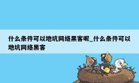 什么条件可以地坑网络黑客呢_什么条件可以地坑网络黑客