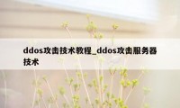 ddos攻击技术教程_ddos攻击服务器技术