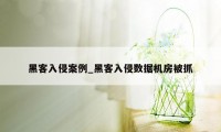 黑客入侵案例_黑客入侵数据机房被抓