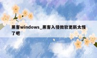 黑客windows_黑客入侵微软更新太慢了吧