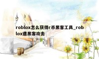 roblox怎么获得r币黑客工具_roblox遭黑客攻击