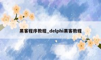 黑客程序教程_delphi黑客教程