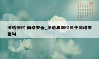 渗透测试 网络安全_渗透与测试属于网络安全吗