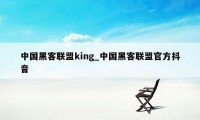 中国黑客联盟king_中国黑客联盟官方抖音